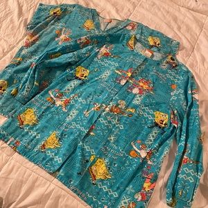 SpongeBob Scrub top and lab coat jacket set Pediatric Nurse Scrubs Medium